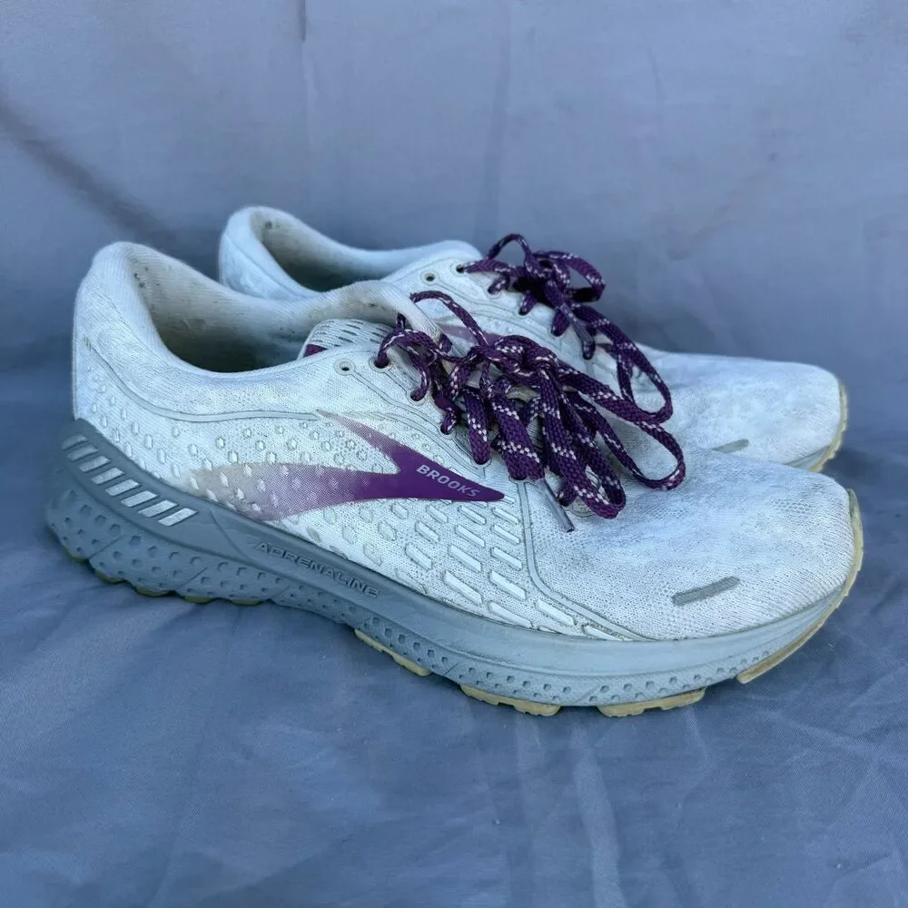 Women's 8.5 Brooks Adrenaline GTS 21 Running Shoe Purple Grey White‎